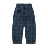 Burn Wide Cut Denim Jeans, Dark Indigo Plaid