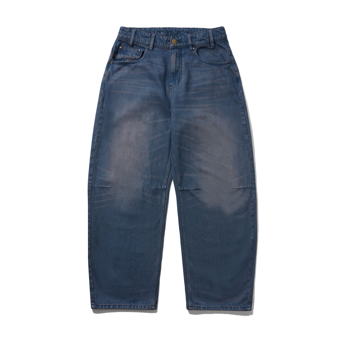 Burn Wide Cut Denim Jeans, Distressed Dark Indigo
