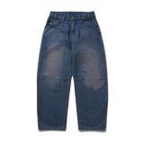 Burn Wide Cut Denim Jeans, Distressed Dark Indigo