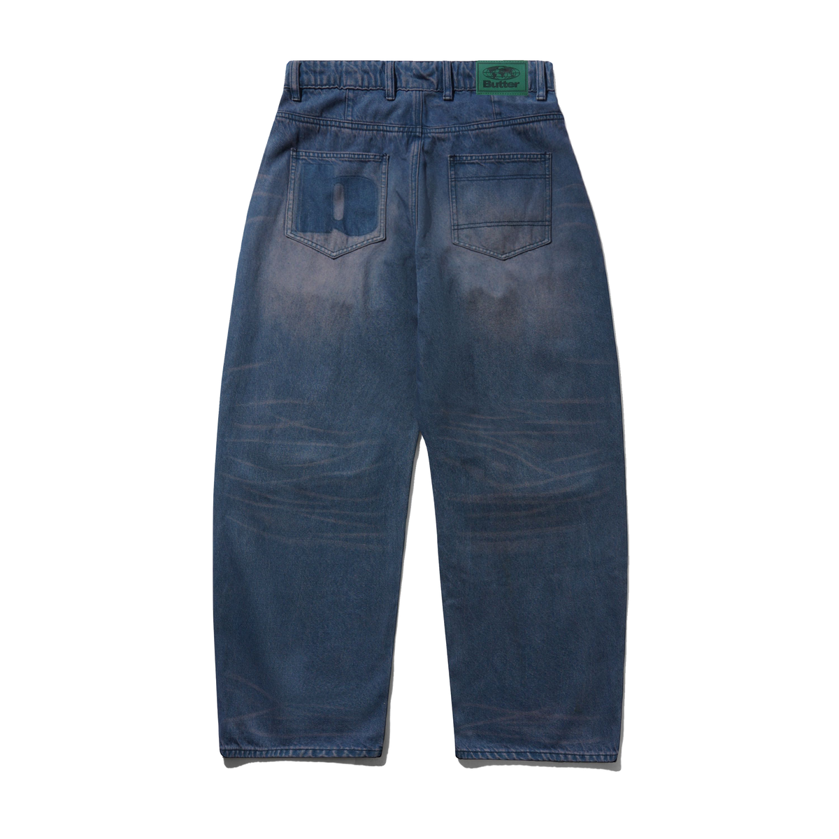 Burn Wide Cut Denim Jeans, Distressed Dark Indigo