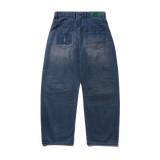 Burn Wide Cut Denim Jeans, Distressed Dark Indigo