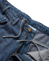 Burn Wide Cut Denim Jeans, Distressed Dark Indigo