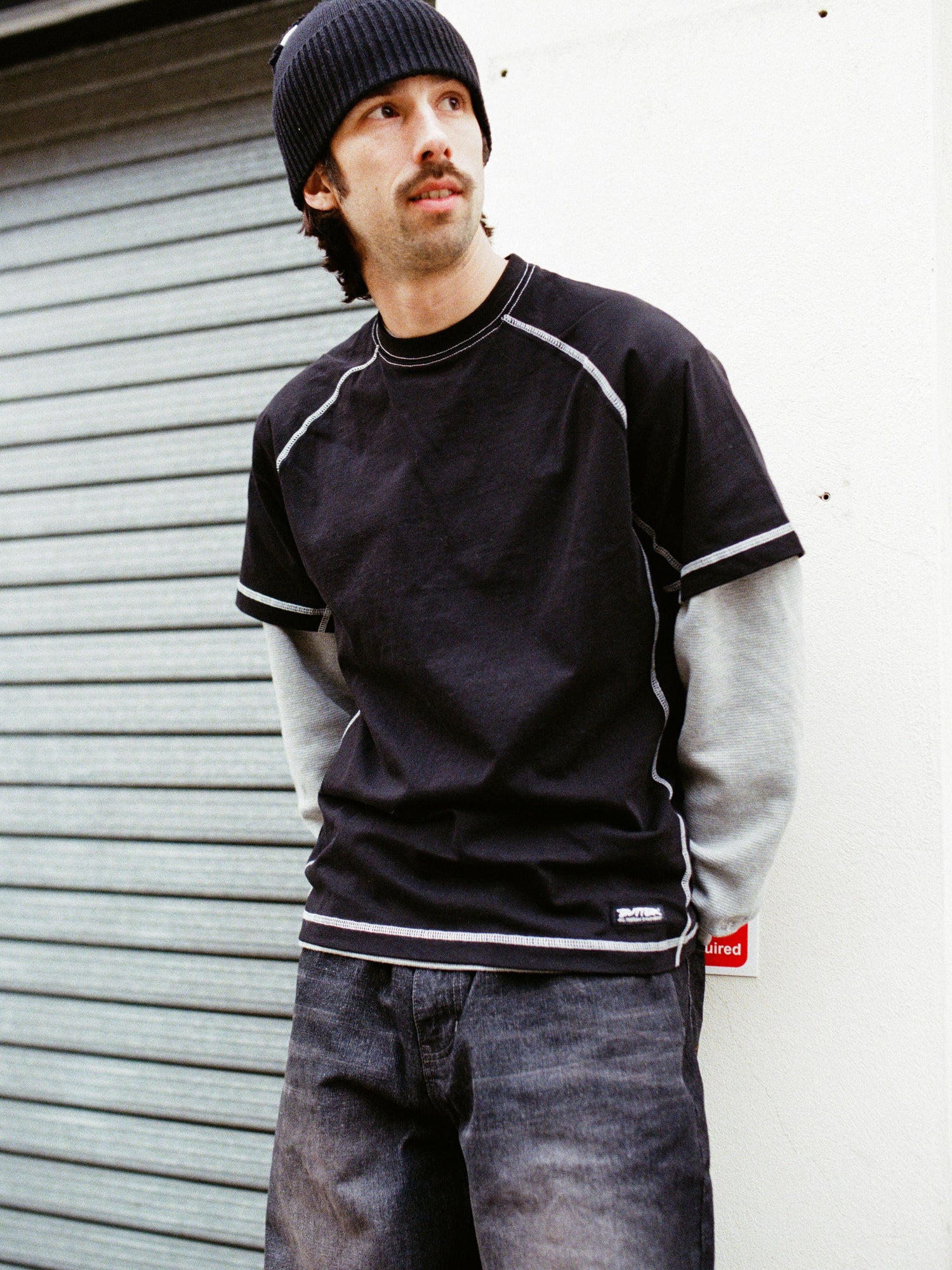 Cliff Contrast Tee, Dull Mint