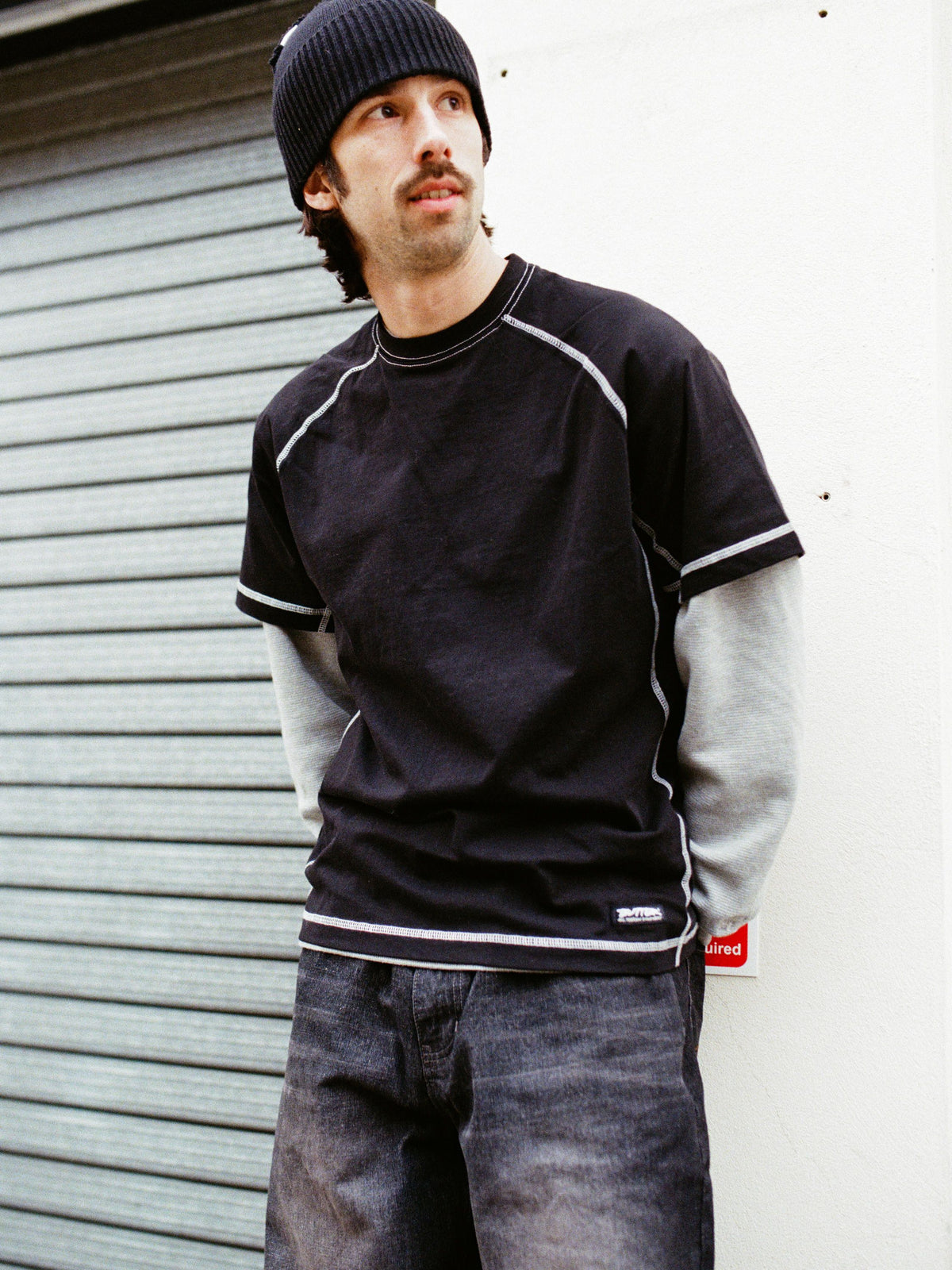 Cliff Contrast Tee, Black
