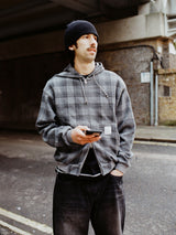 Waffle Zip-Thru Hood, Grey Plaid