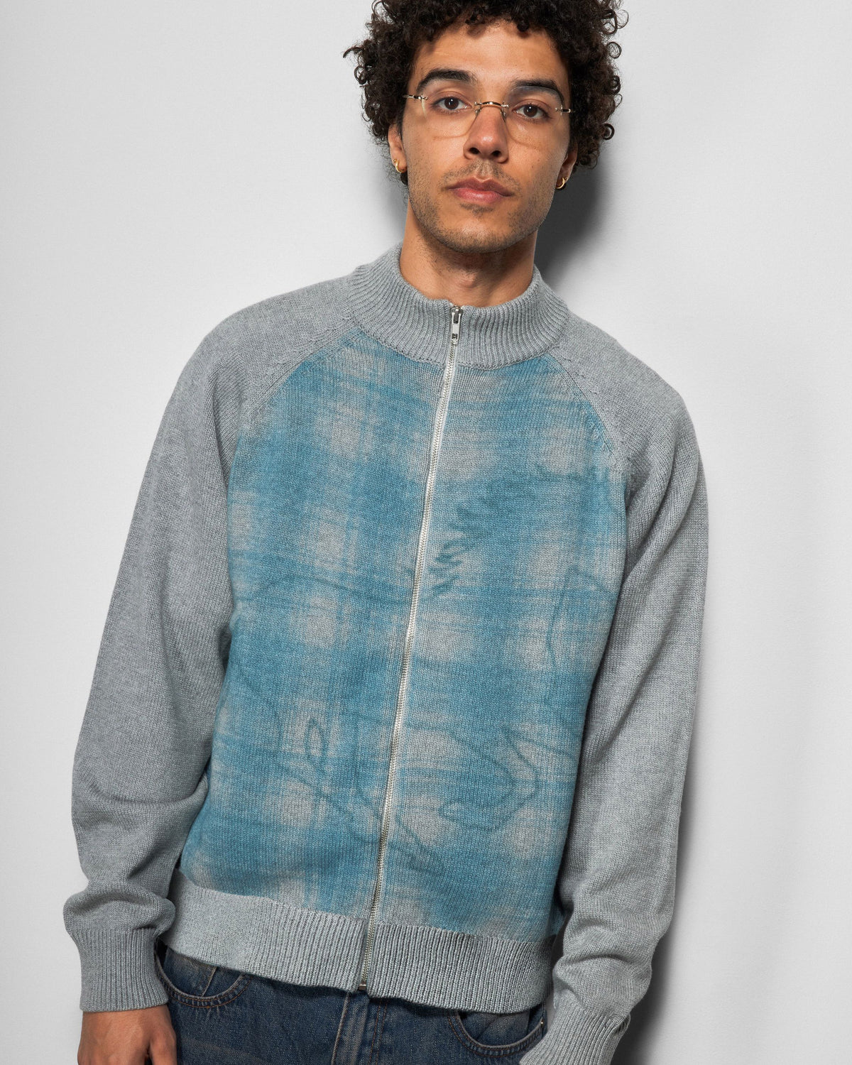 Mustang Zip-Thru Knit Sweater, Grey