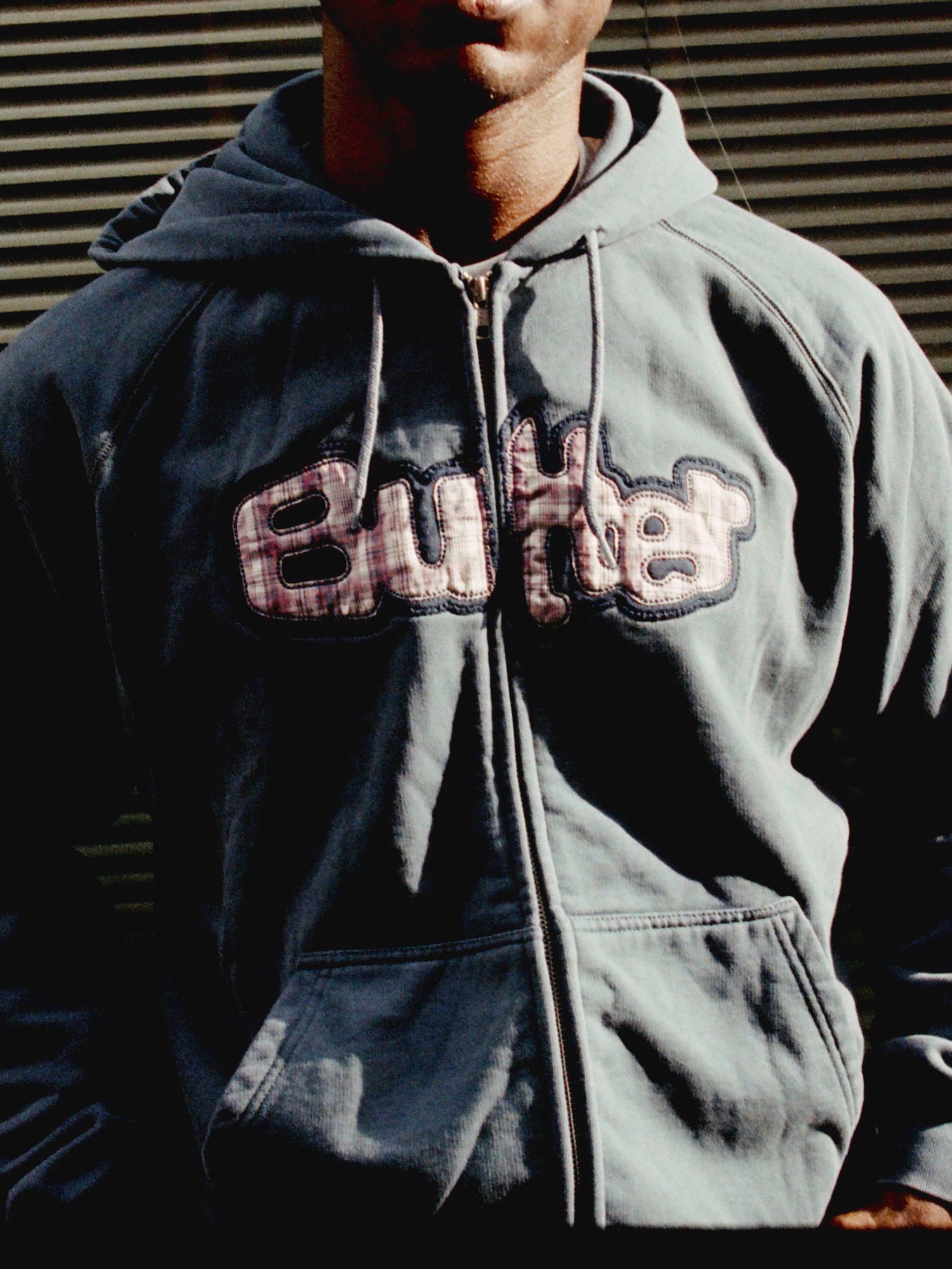 Stretch Zip-Thru Hood, Washed Navy