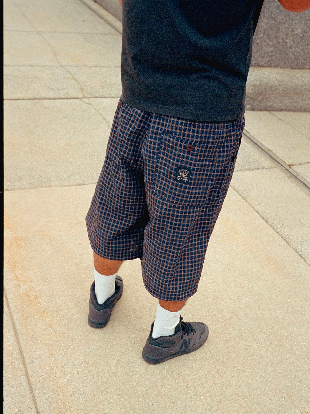 Loose Shorts, Brown Seersucker Plaid