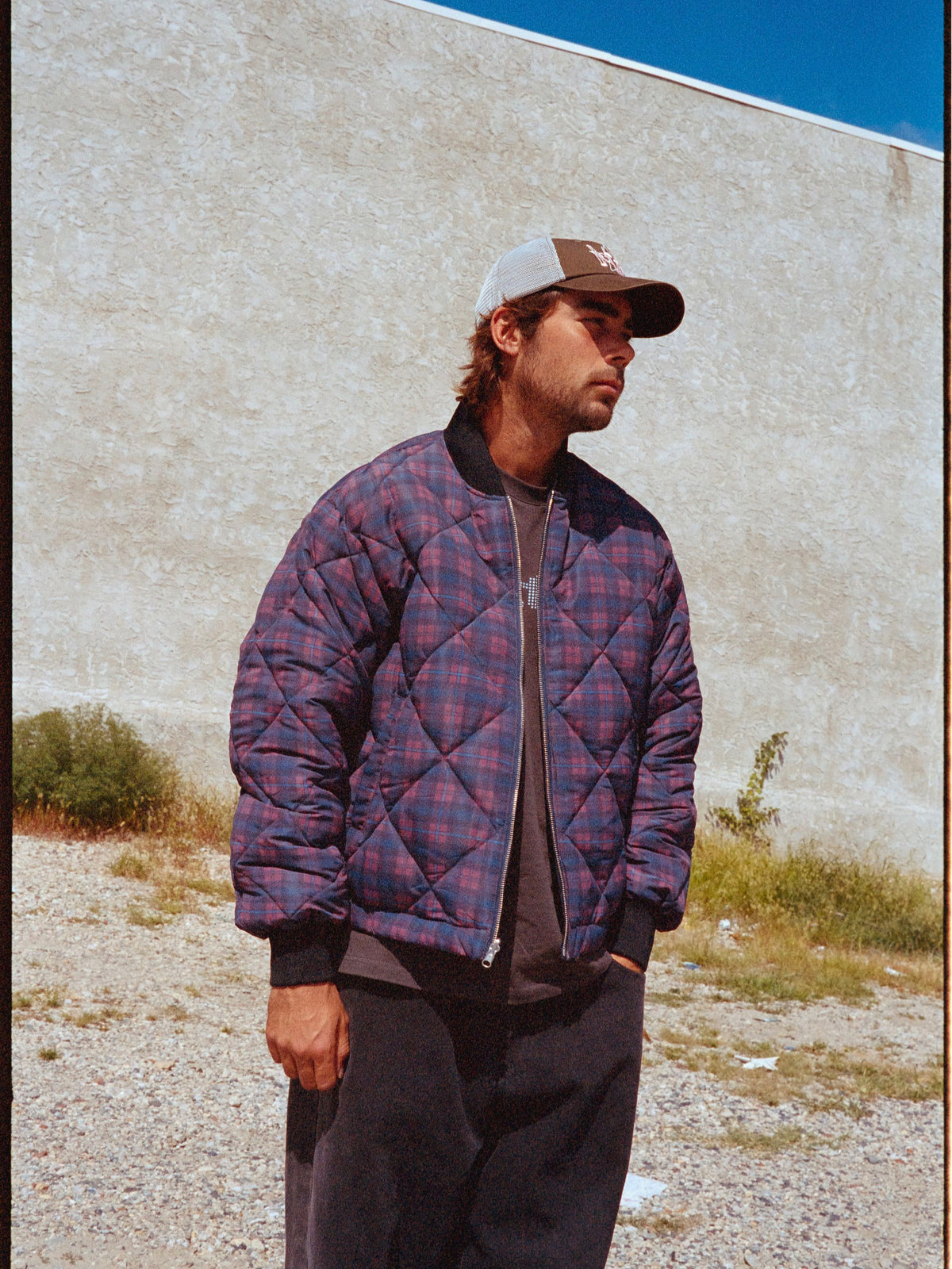 Reversible Bomber Jacket, Navy / Plaid