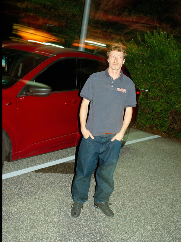 Butter Goods Serif Polo Shirt, Washed Navy