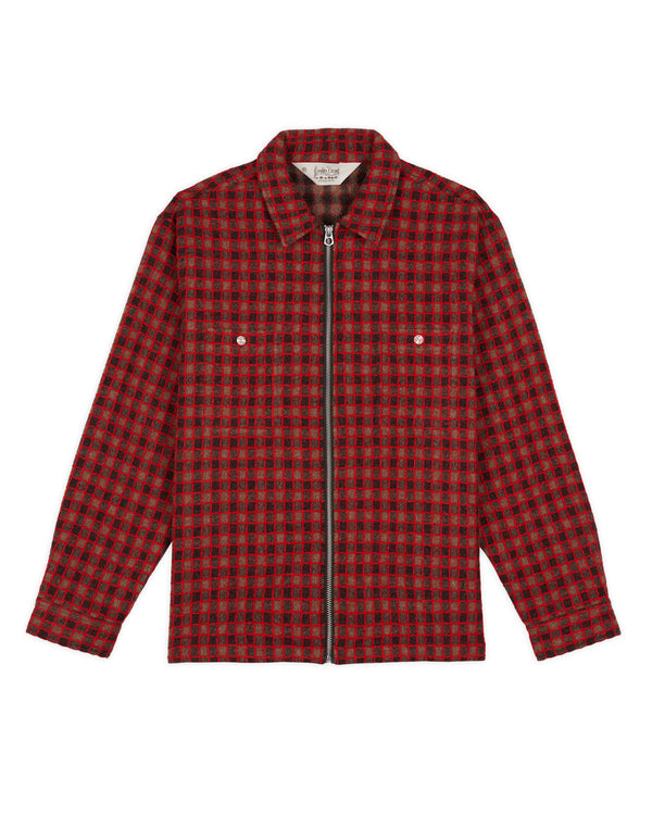 Brain Dead Check Mate Flannel Zip Shirt, Brown