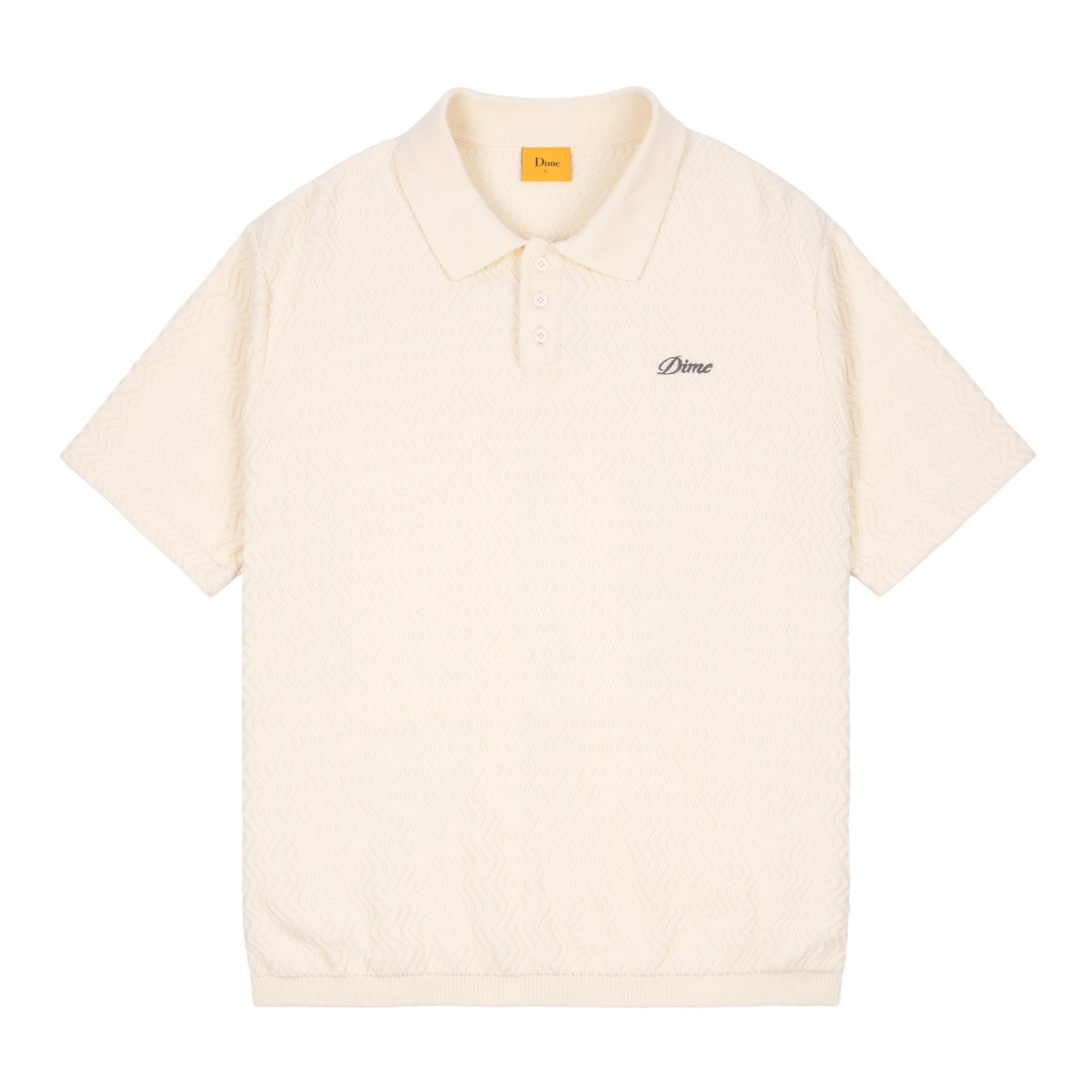 Wave Cable Knit Polo, Cream