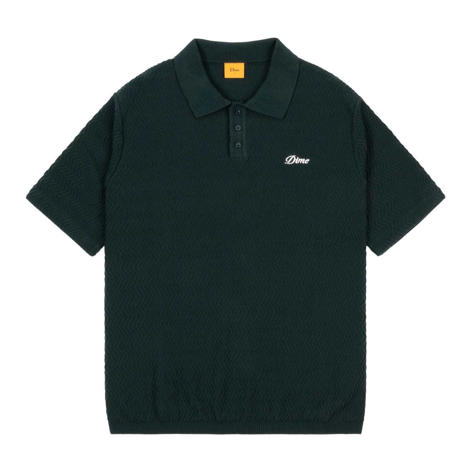 Wave Cable Knit Polo, Forest