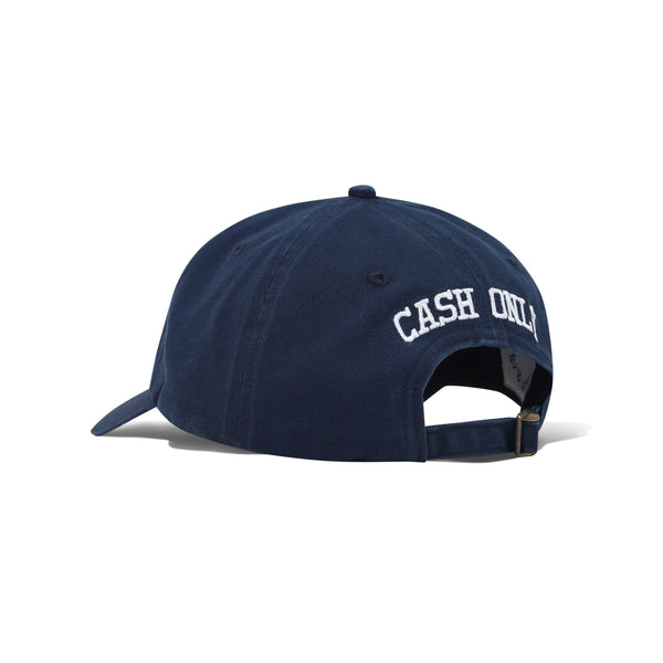 Cash Only Campus 6 Panel Cap, Washed Navy
