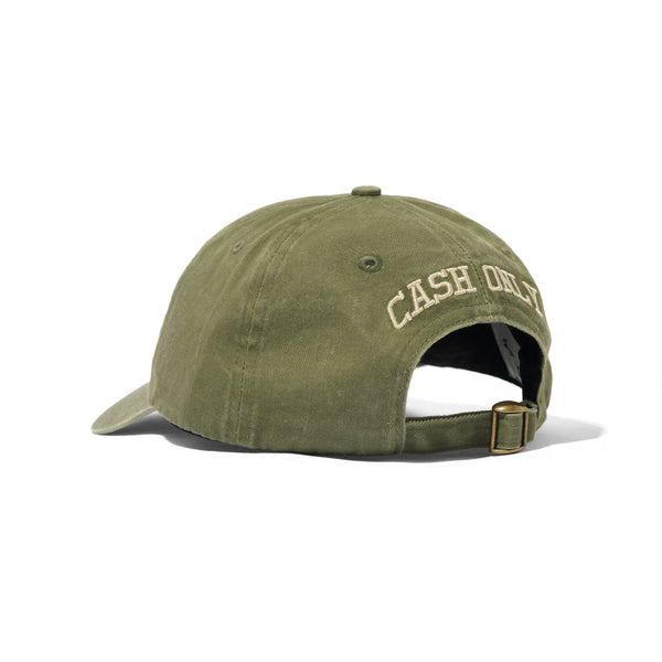 Cash Only Campus 6 Panel Cap, Washed Olive