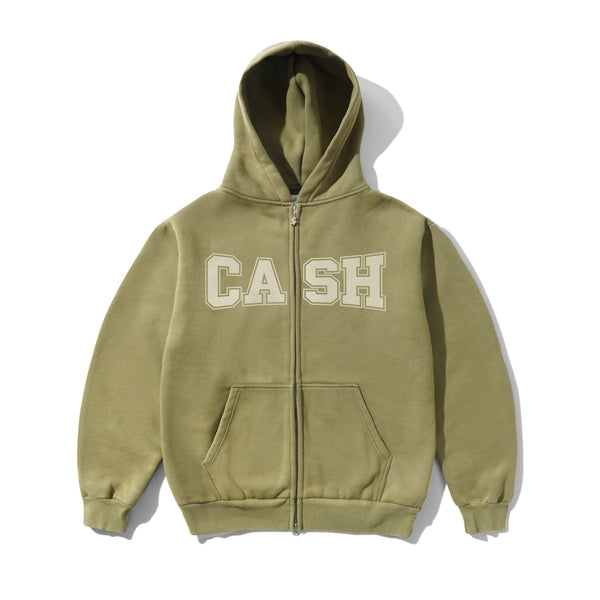Cash Only Campus Zip-Thru Hood, Washed Olive