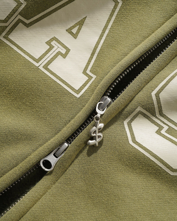 Cash Only Campus Zip-Thru Hood, Washed Olive