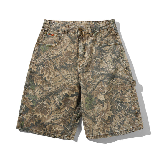 Carpenter Denim Shorts, Forest Camo