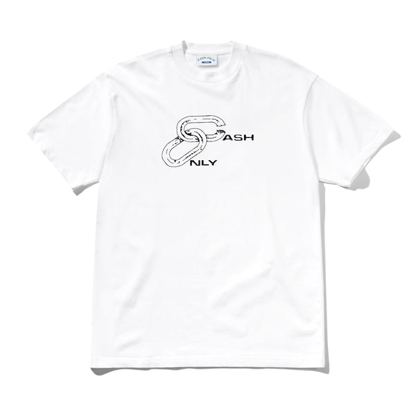 Cash Only Chain Tee, White