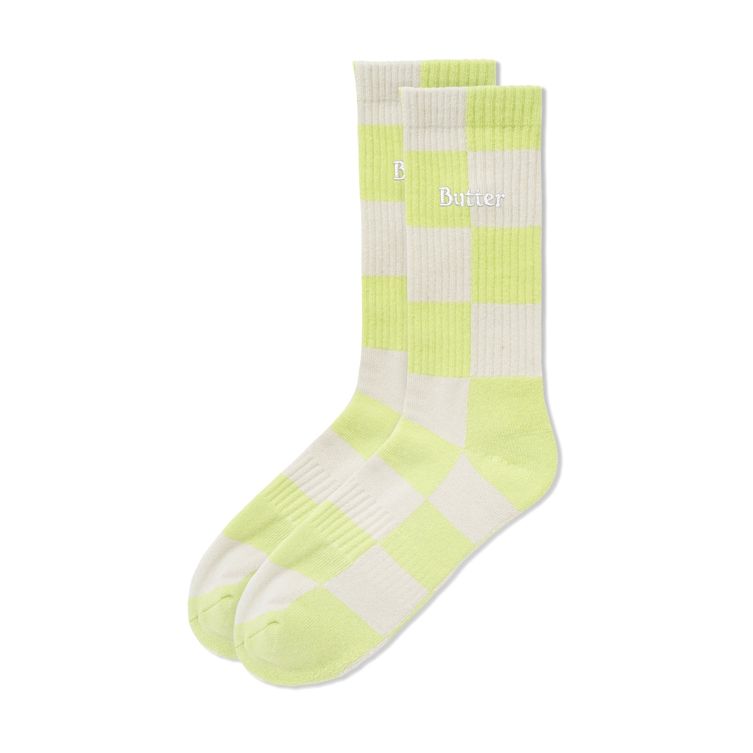 Checkered Socks, Grey / Lime