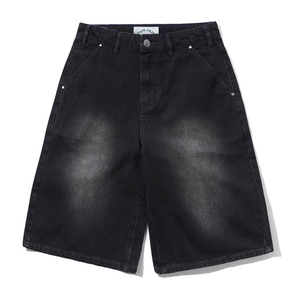 Cash Only Club Denim Shorts, Washed Black