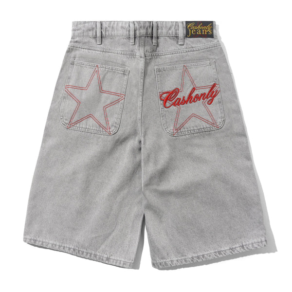 Cash Only Club Denim Shorts, Washed Grey