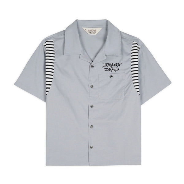 Brain Dead Cobra Flocked Bowling Shirt, Stone