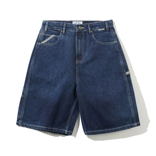 Company Denim Shorts, Distress Washed Slub Blue