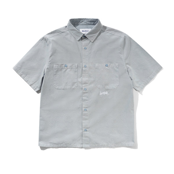 Butter Goods Contrast Stitch S/S Shirt, Blue Grey