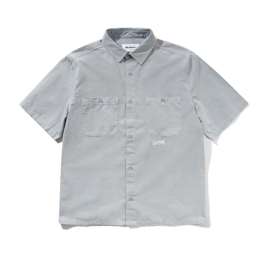 Contrast Stitch S/S Shirt, Blue Grey