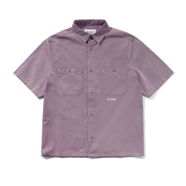 Butter Goods Contrast Stitch S/S Shirt, Eggplant