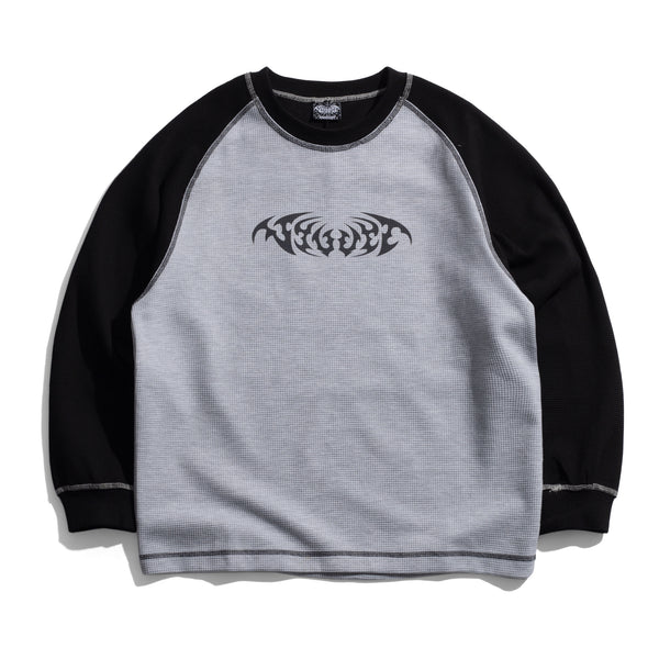 Velvet Duel Waffle L/S, Grey / Black