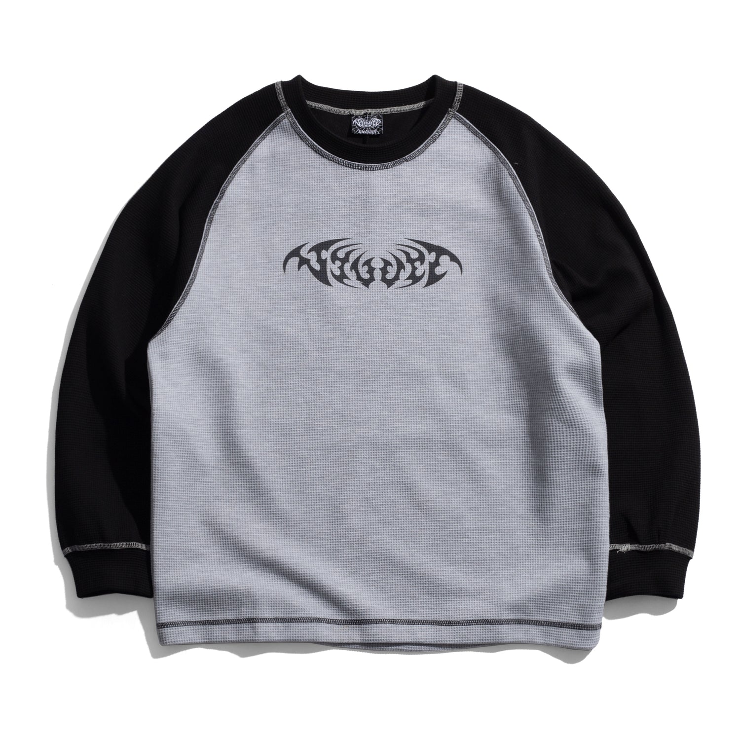 Duel Waffle L/S, Grey / Black