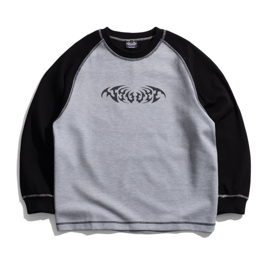 Duel Waffle L/S, Grey / Black
