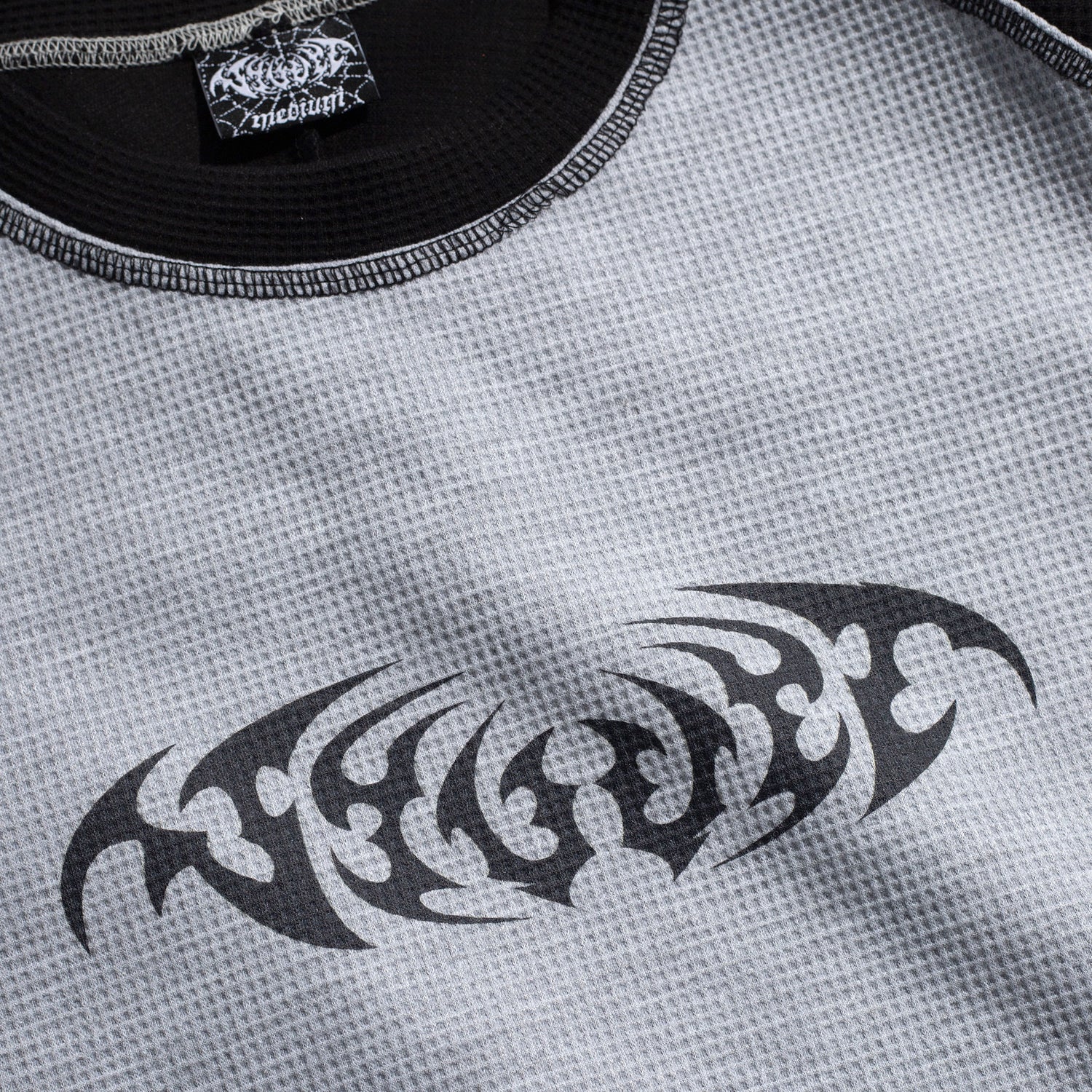 Duel Waffle L/S, Grey / Black