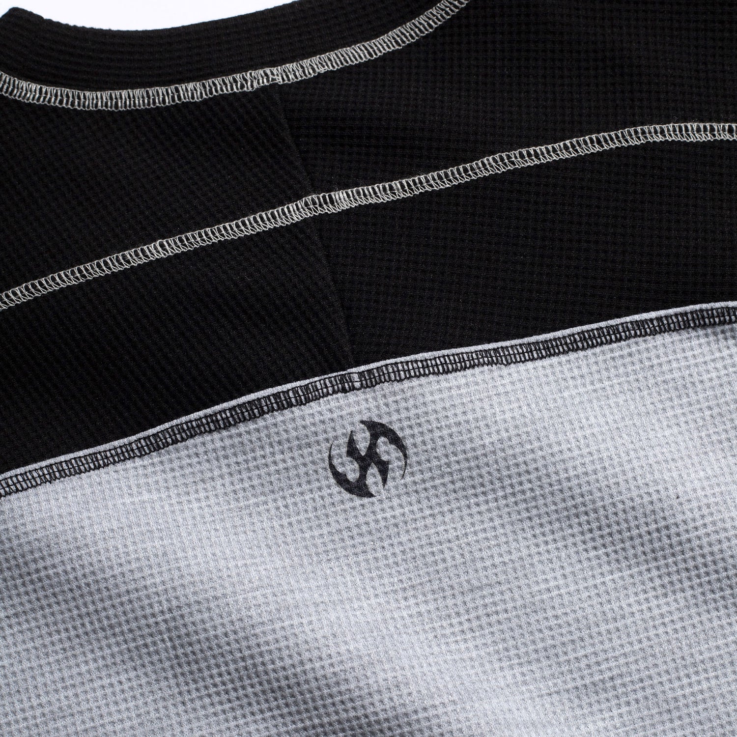 Duel Waffle L/S, Grey / Black