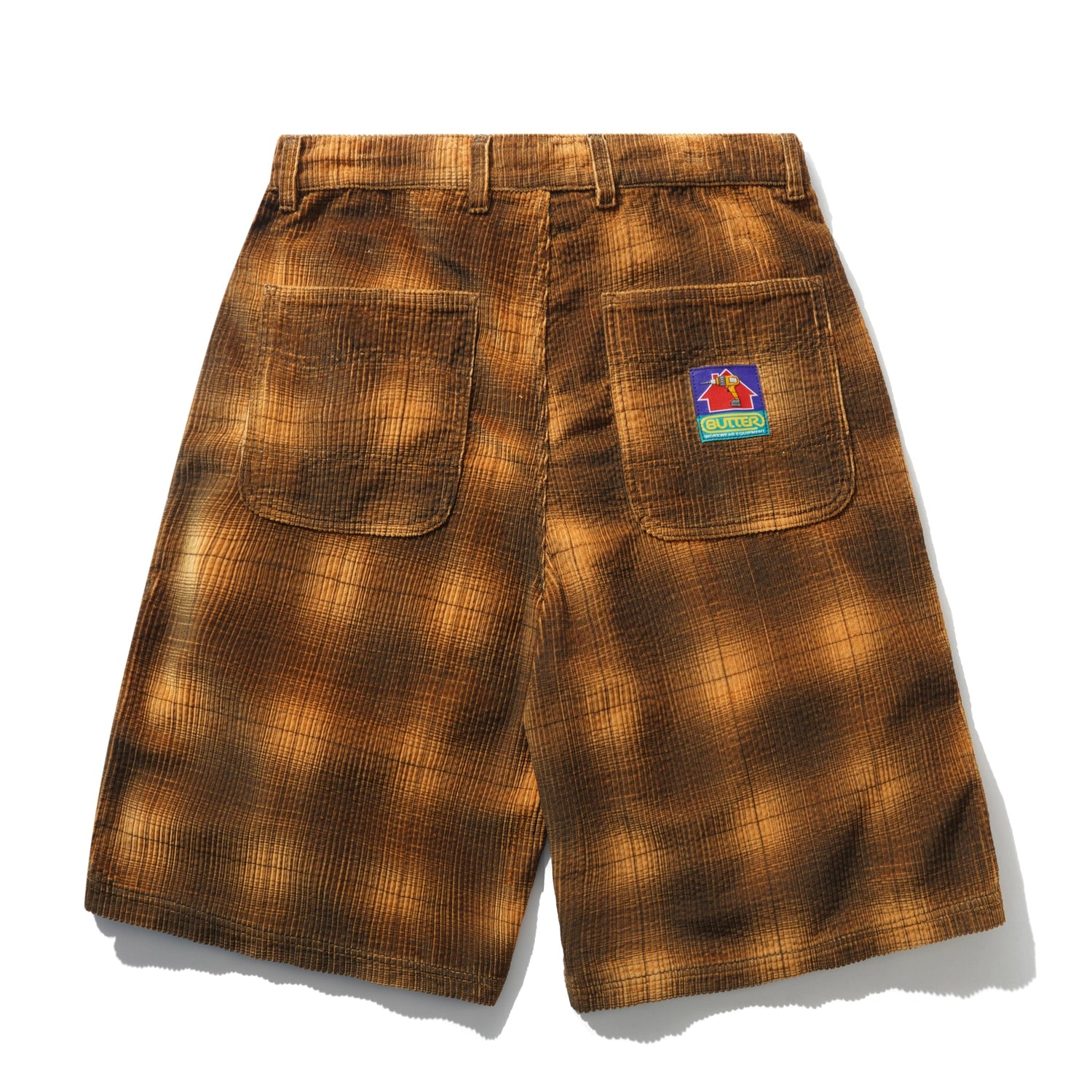 Cord Work Shorts, Mustard Plaid