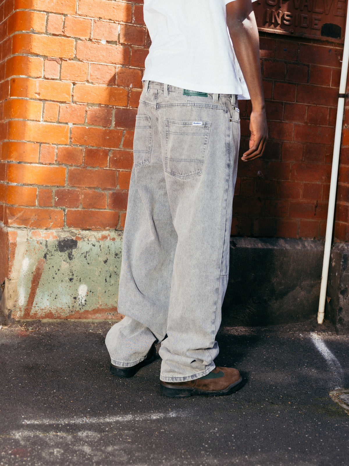 Wide Cut Denim Jeans, Washed Indigo