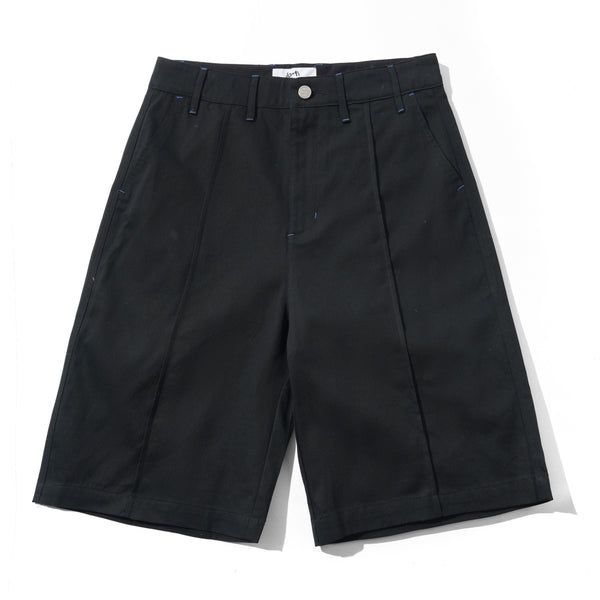 Lo-Fi Cotton Pleated Shorts, Black