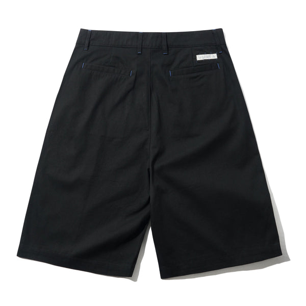 Lo-Fi Cotton Pleated Shorts, Black