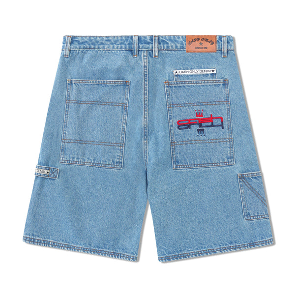 Cash Only Crown Denim Shorts, Washed Indigo