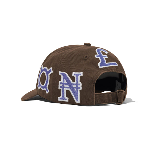 Cash Only Currency 6 Panel Cap, Dark Brown