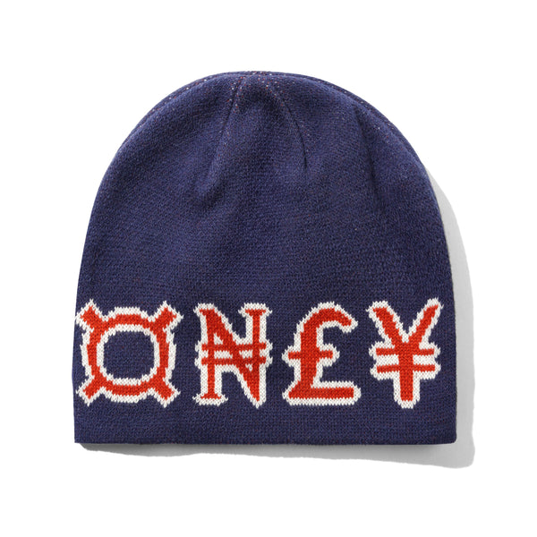 Cash Only Currency Skully Beanie, Navy