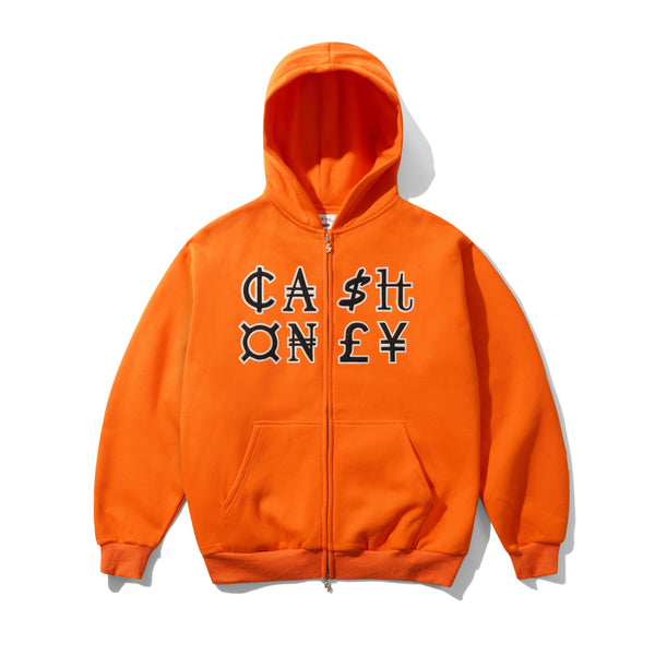 Cash Only Currency Zip-Thru Hood, Orange