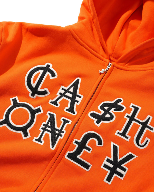 Cash Only Currency Zip-Thru Hood, Orange