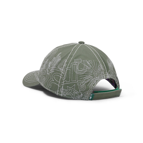 b.Eautiful Stitch Mani 6 Panel hat, Off-Moss / Silver