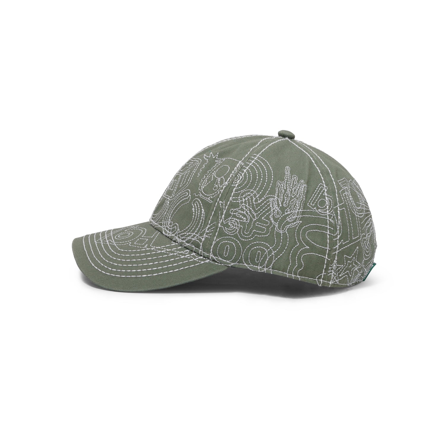 Stitch Mani 6 Panel hat, Off-Moss / Silver