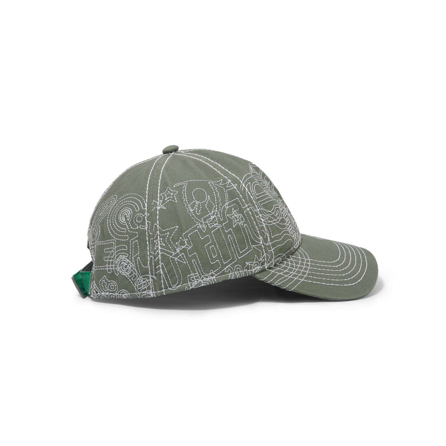 Stitch Mani 6 Panel hat, Off-Moss / Silver
