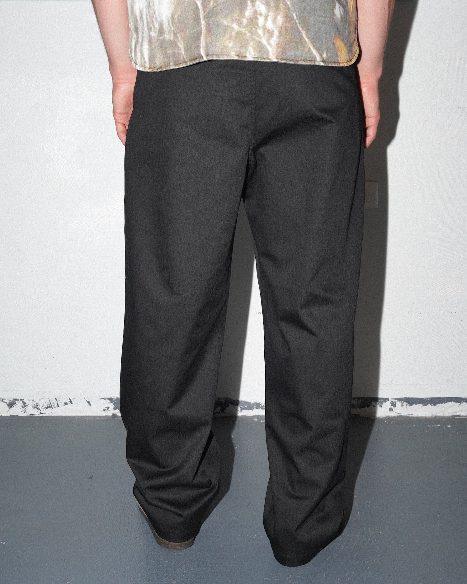 Elastic Waist Baggy Pant, Black