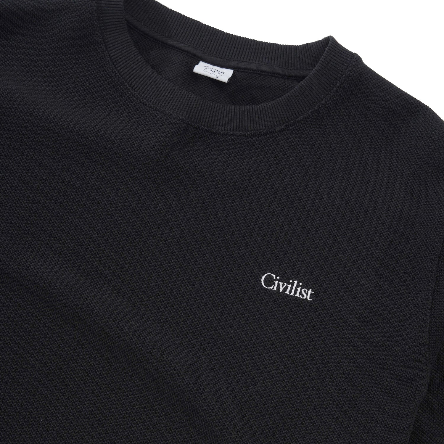 Civilist Pique Crewneck, Black